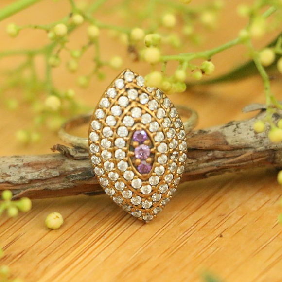 925 Sterling Silver Topaz Stones ring size 6 - Picture 2 of 6